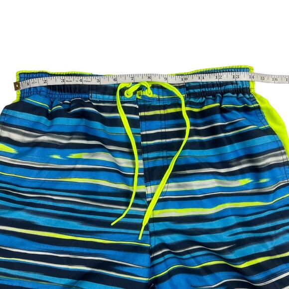 Nike Swim Trunks Neon Stripe Lined Shorts Pockets Mesh Men's Medium‎ Beach Pool - Picture 4 of 10
